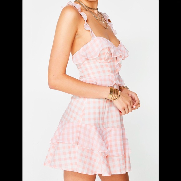 For Love And Lemons Dresses & Skirts - For Love & Lemons Pink Dixie Gingham Mini Dress XS